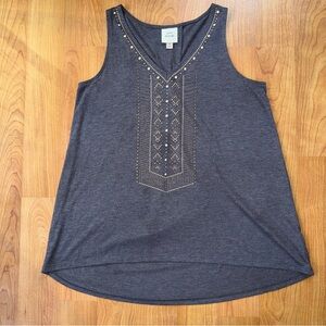 Knox Rose Women's Embellished V-neck Sleeveless Tunic Top Size Medium